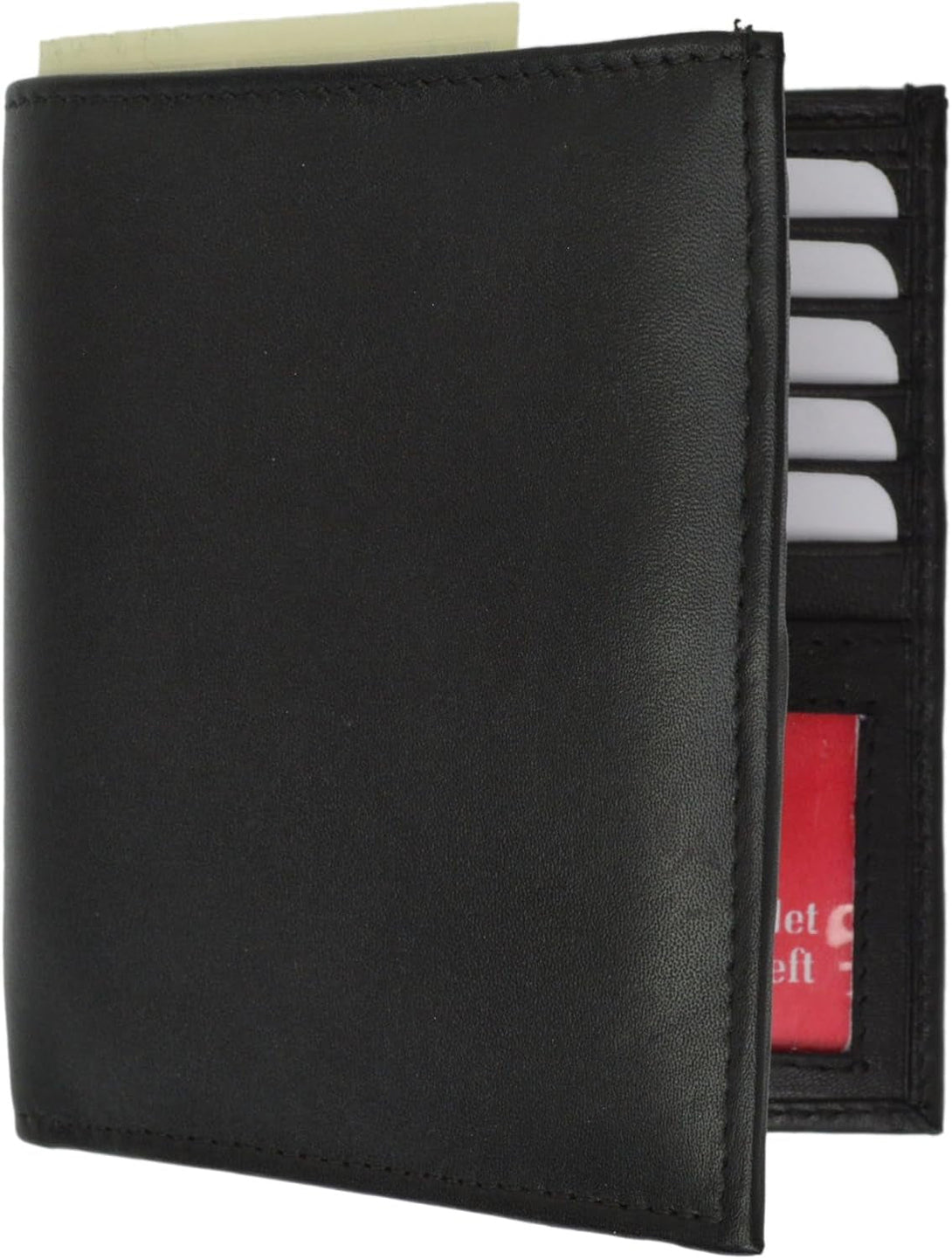 RFID Men'S Genuine Leather European Bifold Wallet Slim Hipster 2 Windows Bk