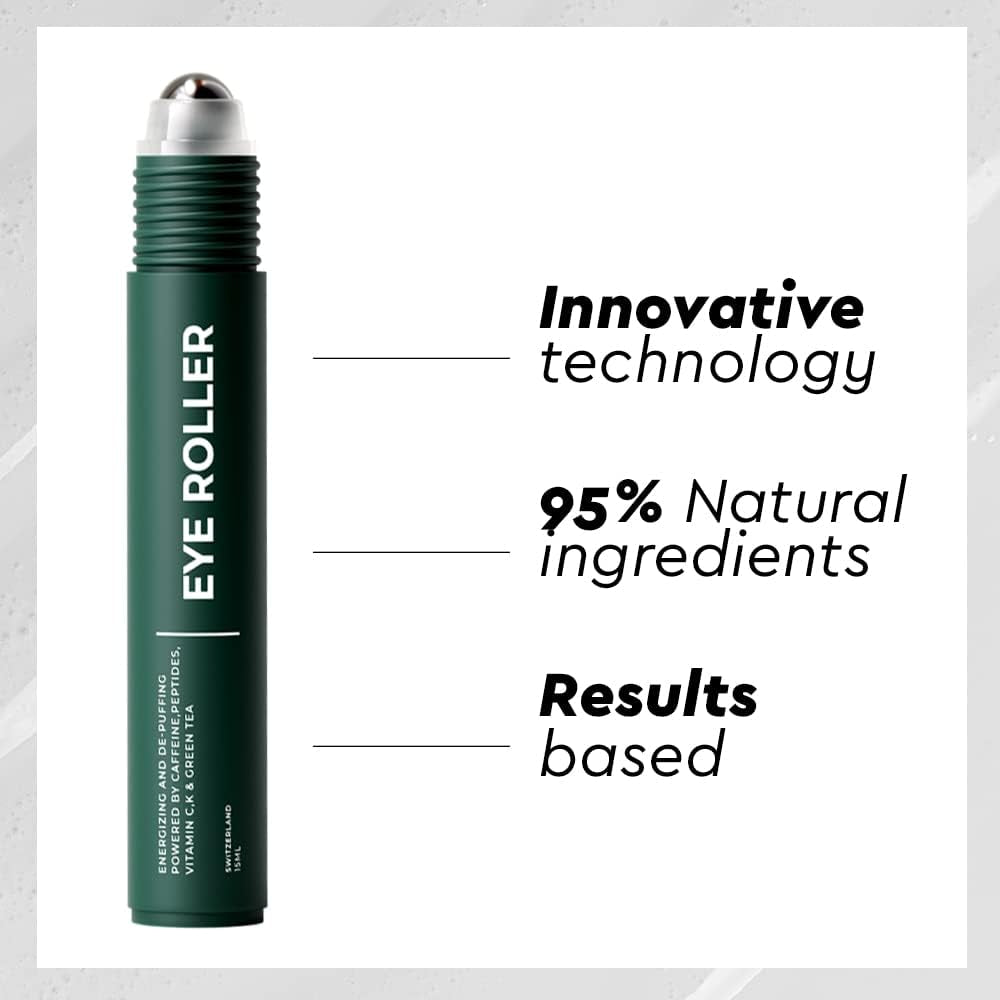 Wolf Project under Eye Roller - Korean Beauty, with Caffeine, Vitamin C and Peptides - Energizing Serum for Dark Circles and Puffiness, Fine Lines, Wrinkles - Gel-Based Brightening Cream