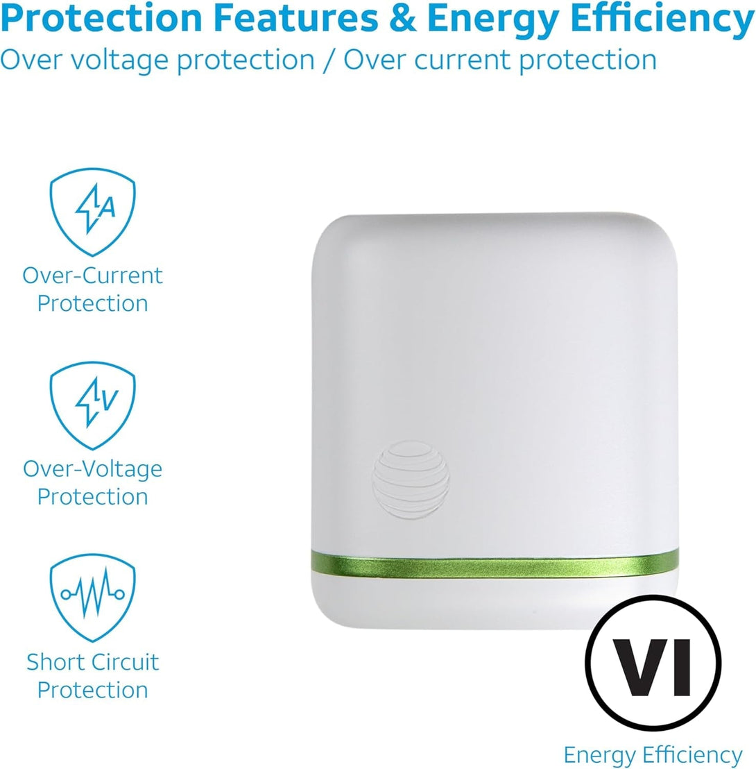 AT&T USB-C Wall Charger Fast Charging Power Adapter Foldable Prongs Travel-Friendly for Compatible with Iphone Ipad Samsung Galaxy Google Pixel (20W White)