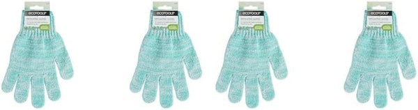 Ecotools Bath & Shower Gloves, Recycled Netting, Exfoliating, Gentle Cleansing for Whole Body, Fits All Hands, Green, 1 Pair