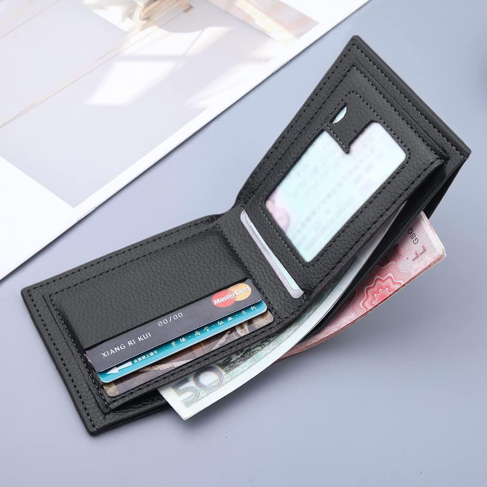 Slim Wallet for Men with Money Clip, Minimalist Zipper, Bifold Mens Wallets Credit Card Holder, PU Leather Men'S Coin Purse, Carteras Para Hombres (Black) WANFORD-0002