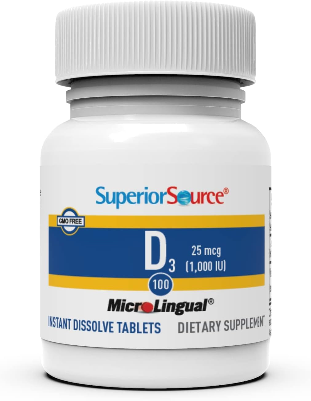 Superior Source Vitamin D3 1000 IU, Quick Dissolve Microlingual Tablets, 100 Count, Helps Promote Strong Bones and Teeth, Immune Support, Helps Maintain Healthy Muscle Function, Non-Gmo