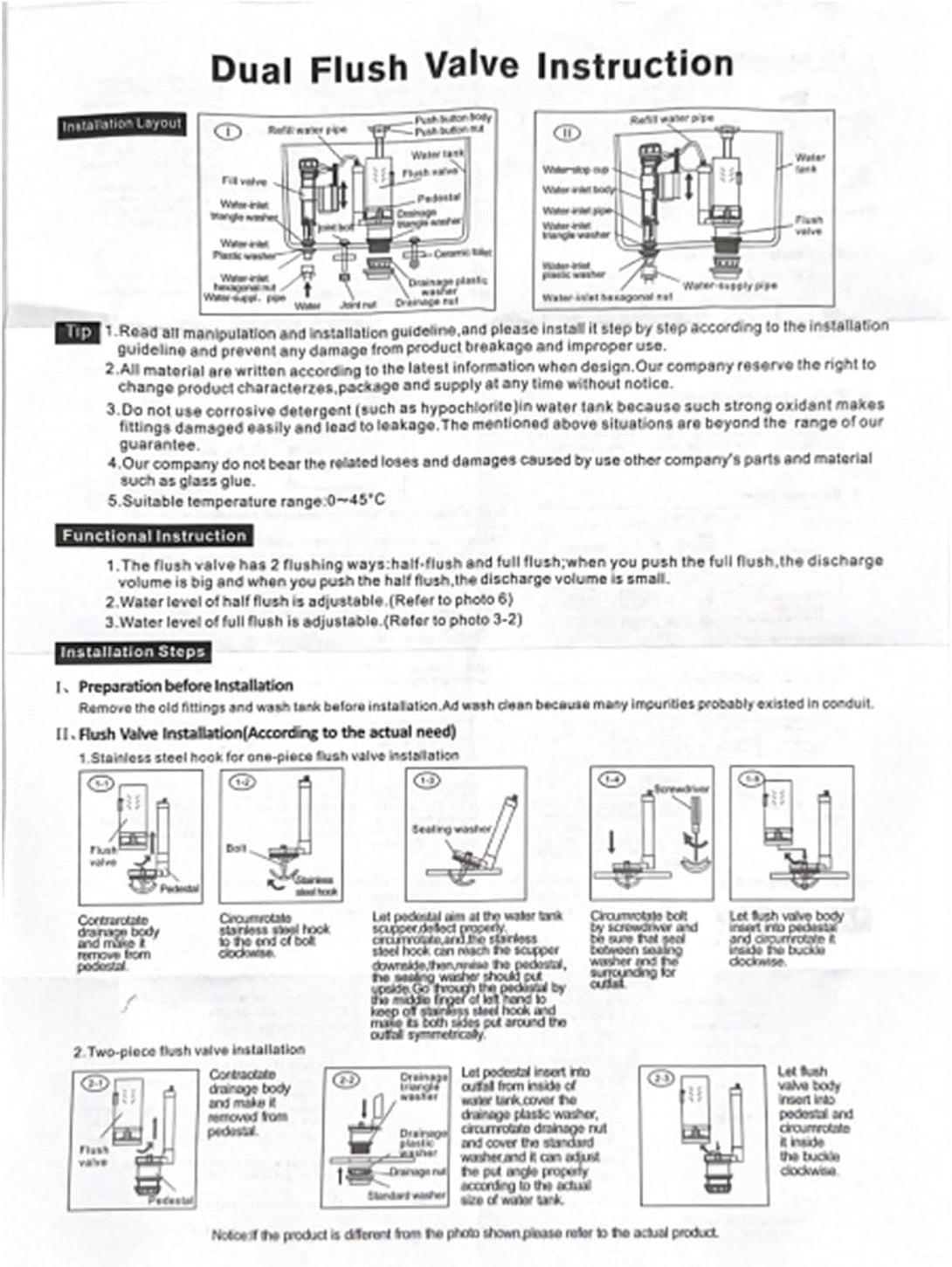 T Tulead Toilet Dual Flush Valve,Fill Valve,Push Button,Toilet Repair Kit 210Mm Height, for 255-305Mm Toilet Tank, for Ceramic Hole Dia, 65-70Mm