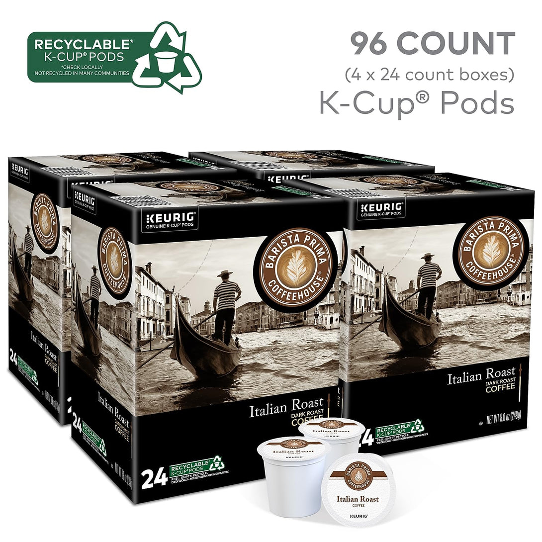 Barista Prima Italian Roast Coffee, Keurig K-Cup Pods, Dark Roast, 96/Carton (66149)