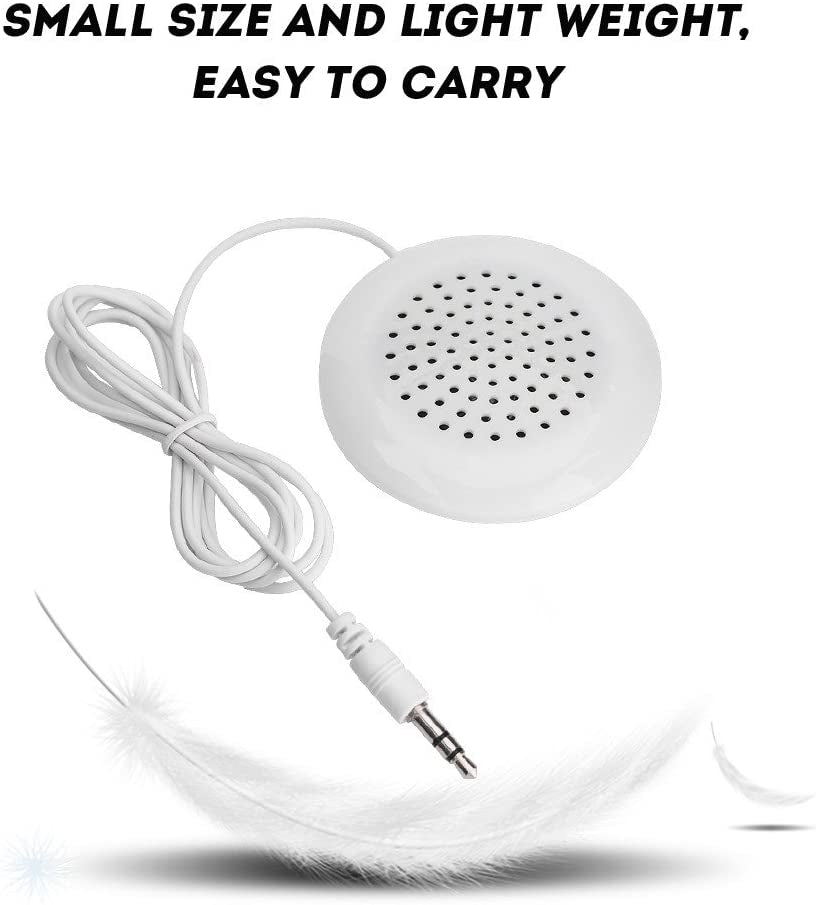 ASHATA Portable Pillow Speaker, Mini Stereo Speaker with 3.5Mm Aux Plug for MP3, Phone, CD Player, Etc (White)