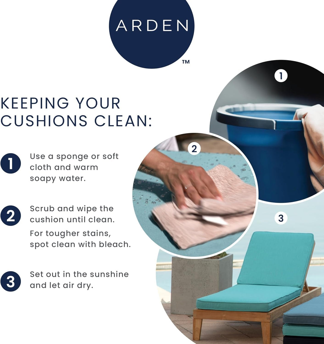 Arden Adirondack Chair Cushion, 19 X 18, Rain-Proof, Fade Resistant, Cushions for Adirondack and Rocking Outdoor Chairs 18 X 19, Black Aurora Damask