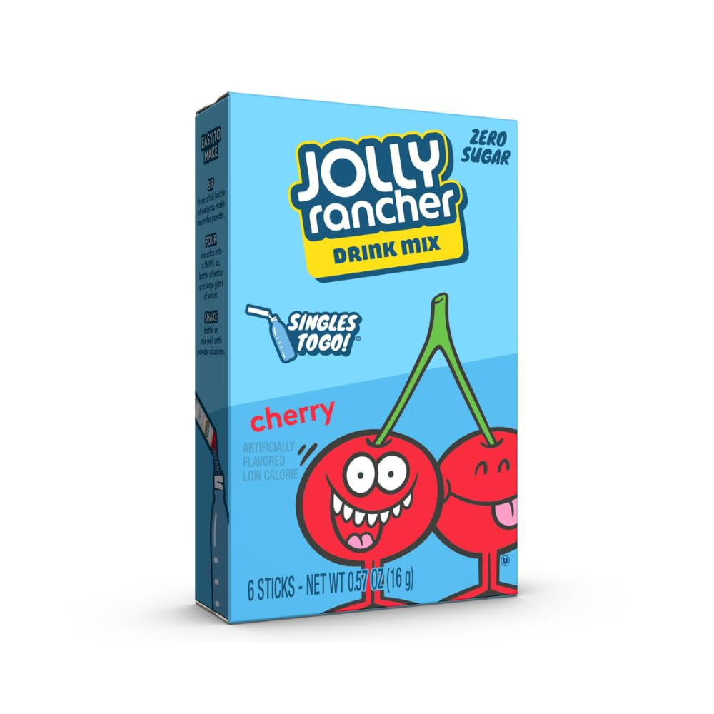 Jolly Rancher SINGLES to GO! Cherry, 6 Boxes with 6 Packets Each - 36 Total Servings