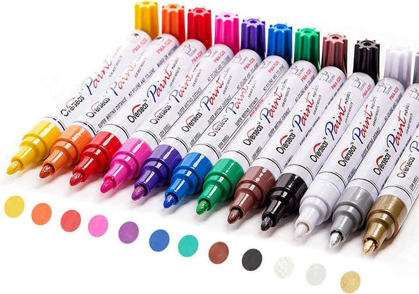 Paint Pens Paint Markers on Almost Anything Never Fade Quick Dry and Permanent, Oil-Based Waterproof Paint Marker Pen Set for Rocks Painting, Wood, Fabric, Plastic, Canvas, Glass, Mugs, DIY Craft