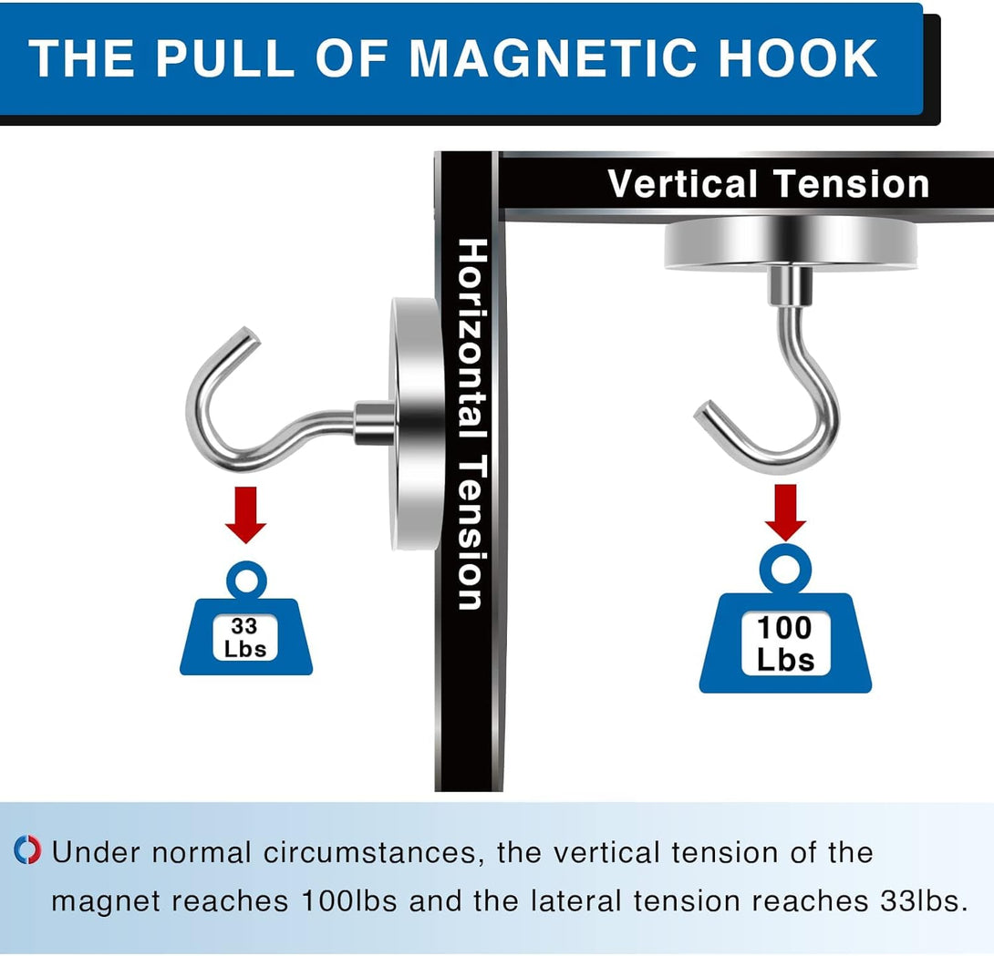 LOVIMAG Strong Magnetic Hooks, 100LBS Magnet Hooks for Cruise Cabin, Super Powerful Neodymium Magents for Cruise Essentials Must Haves, Heavy Duty Magnets for Metal Door, Refrigerator,Ceiling - 6 Pcs