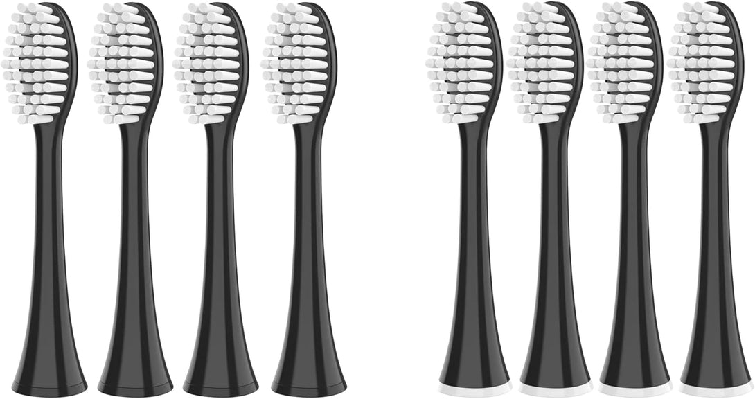 Pursonic Standard Replacement Brush Heads for Dazzlepro Elements Toothbrush & Aquasonic Black, Aquasonic Vibe, Aquasonic Duo Pro, Aquasonic Black Series Pro (8 Pack) Black