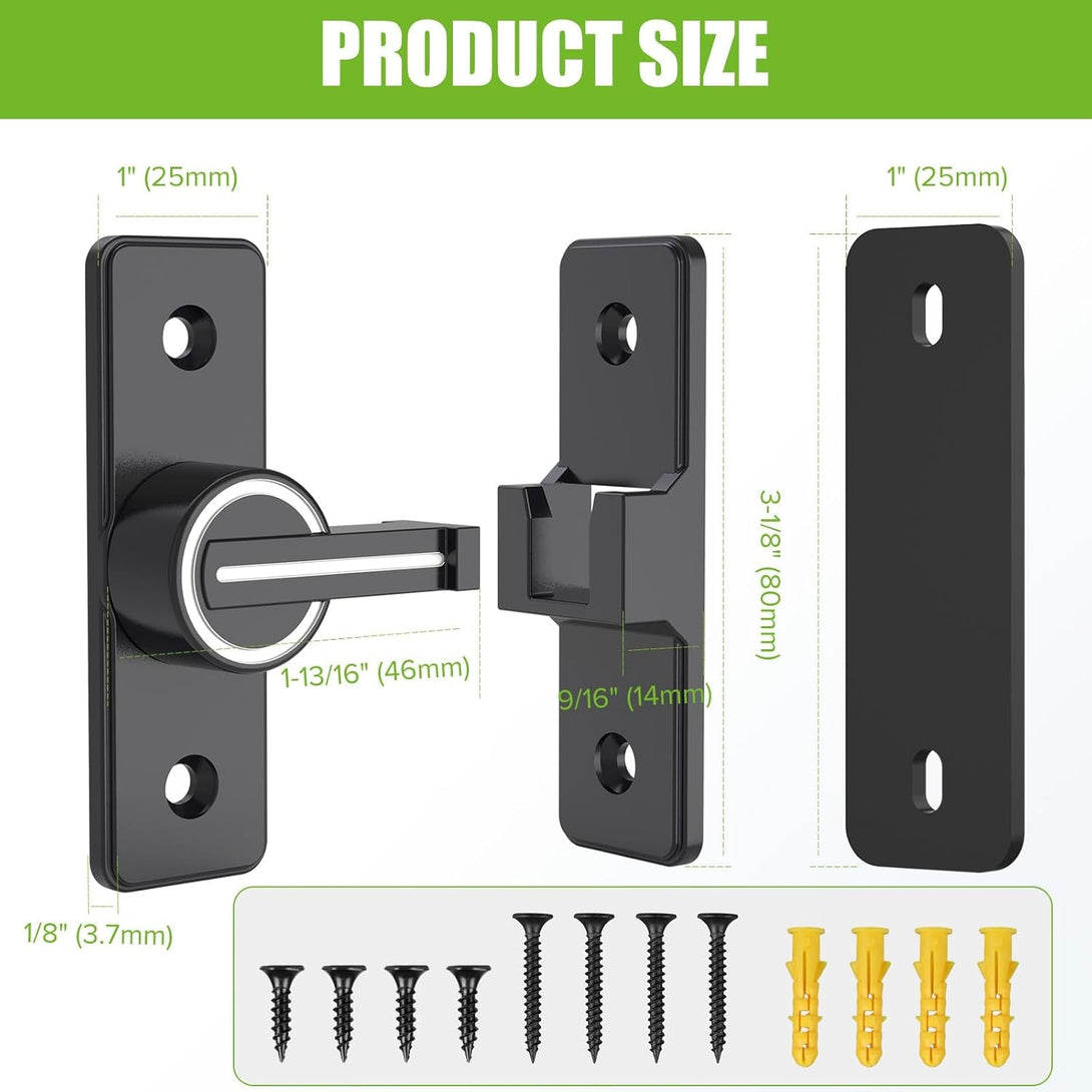 Barn Door Lock Hardware, 90 Degree Heavy Duty Gate Latches Flip Latch Safety Door Bolt Latch Lock, Barn Sliding Door Latch Lock Suitable for Garden, Bathroom, Outdoor, Garage, Window