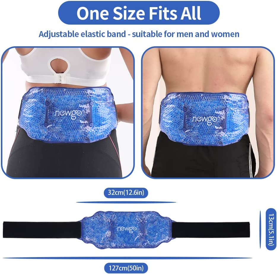 NEWGO Ice Pack for Back Pain Relief, Hot or Cold Ice Packs for Lower Back Injuries, Sciatic Nerve, Tailbone Pain - Blue