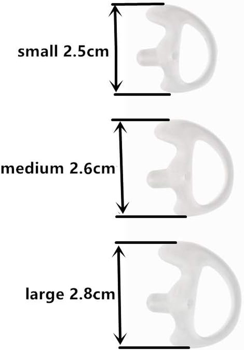 Two Way Radio Ear Mold Replacement Soft Silicone Ear Insert for Acoustic Coil Tube Earpiece (Transparent, 5 Pair Medium)