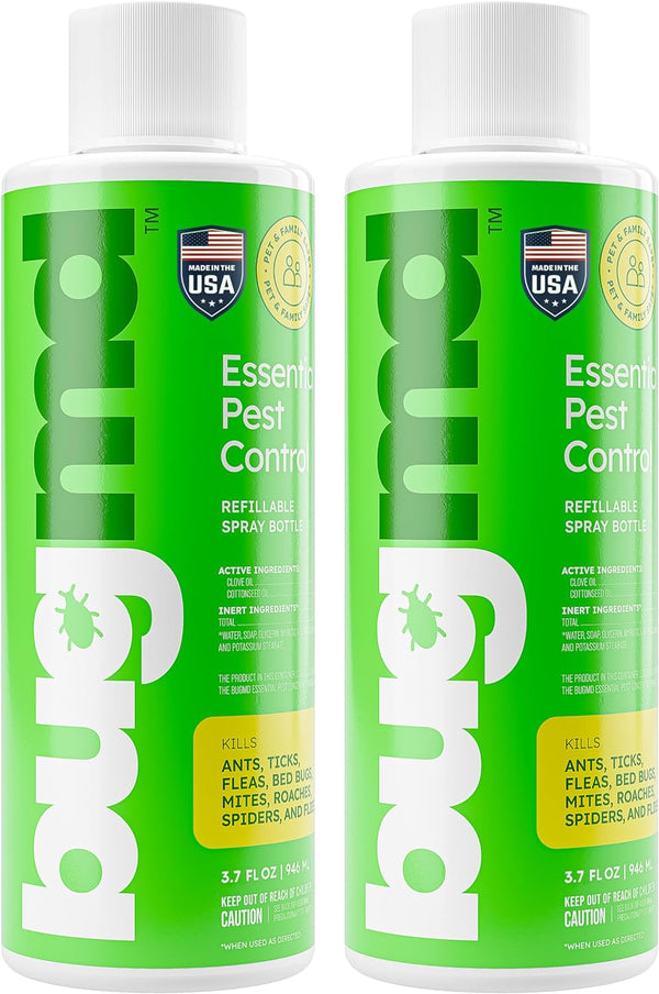 Bugmd Pest Control Essential Oil Concentrate (3.7 Oz, 2 Pack)- Plant Powered Bug Spray Quick Kills Flies, Ants, Fleas, Ticks, Roaches, Mosquitoes and More