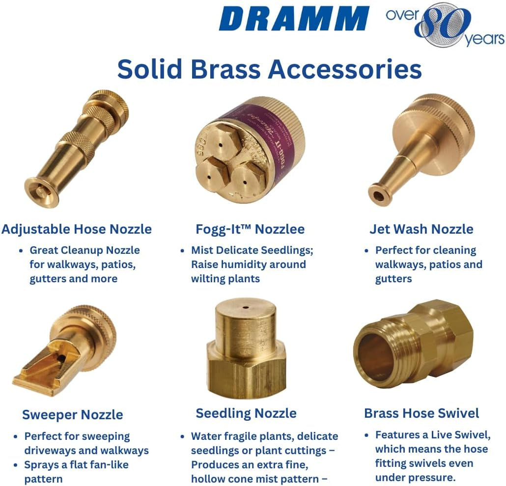 Dramm Brass Hose Swivel to Freely Move Hose and Wand Independently, No Kinking or Fighting with Hose, Brass