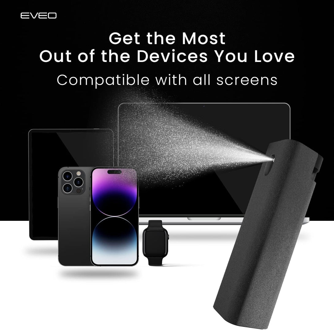 EVEO Screen Cleaner Spray and Wipe - 2-In-1 Car Screen Cleaner & Iphone Cleaner Touchscreen Mist Cleaner for Laptop, Computer, Macbook, Ipad and More - Streak-Free Shine - Grey