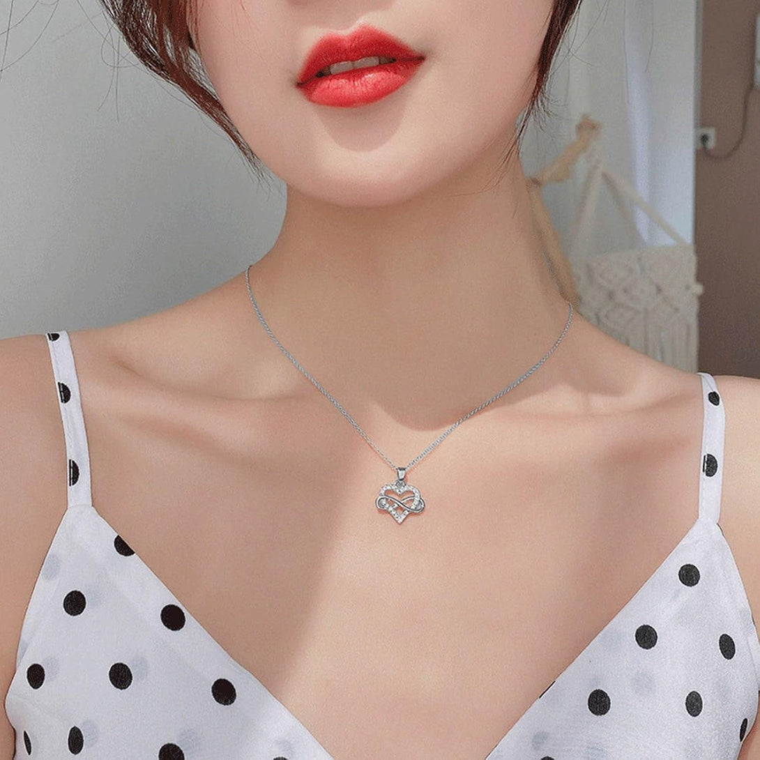 JES & JANI Infinity Heart Necklace for Women, Love Heart Pendant with Cubic Zirconia and Infinity Necklace, 925 Sterling Silver Heart Necklace for Girlfriend