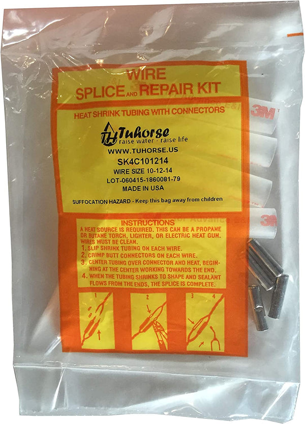 Well Pump Wire Splice Kit, Submersible 3M Dual Wall Heat Shrink Tubing and Copper Connector for 4 Wires, #10#12#14 AWG.