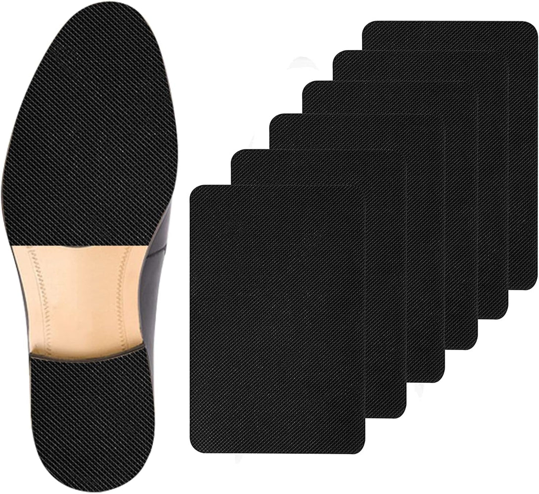 6 Pcs Shoe Sole Protectors for High-Heels, Self Adhesive Silicone Non-Slip Shoes Cover Bottoms for Women with 2 Pcs Crystal Clear Protector for Ladies Heels (Black & Clear）