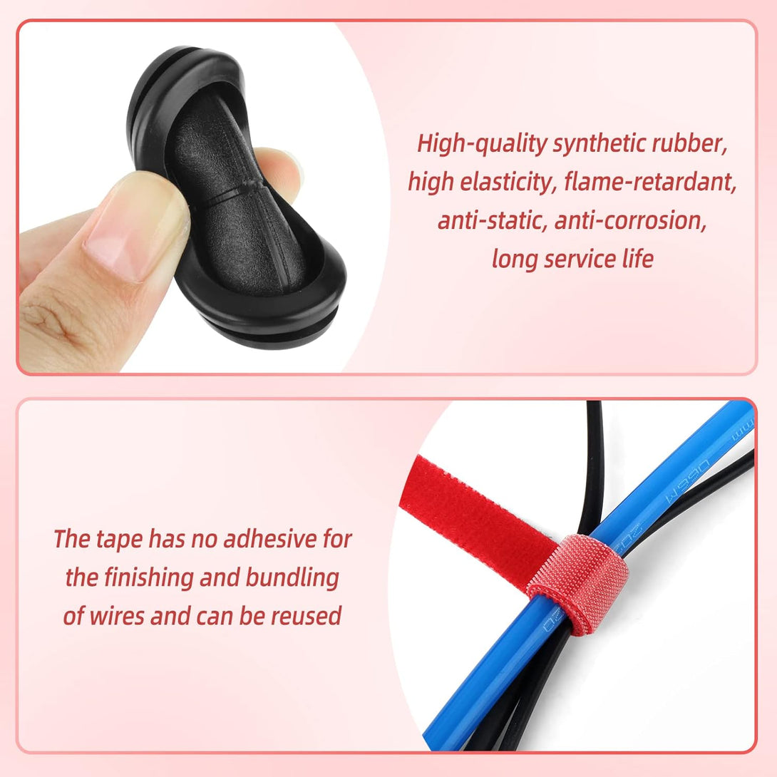 26Pcs Double-Sided Hole Oval Rubber Grommets, Drill Hole Firewall Hole Plugs Wire Protection with Cable Sticky Tape, 5 Size 13 * 27Mm, 25 * 40Mm, 20 * 44Mm, 25 * 60Mm, 30 * 85Mm