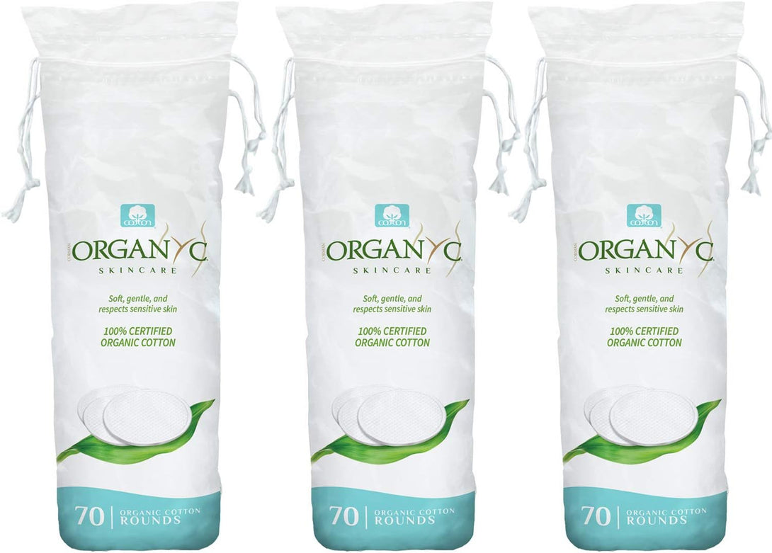 Organyc 100% Organic Cotton Rounds - Biodegradable Cotton, Chemical Free, for Sensitive Skin (210Count) - Daily Cosmetics Beauty and Personal Care