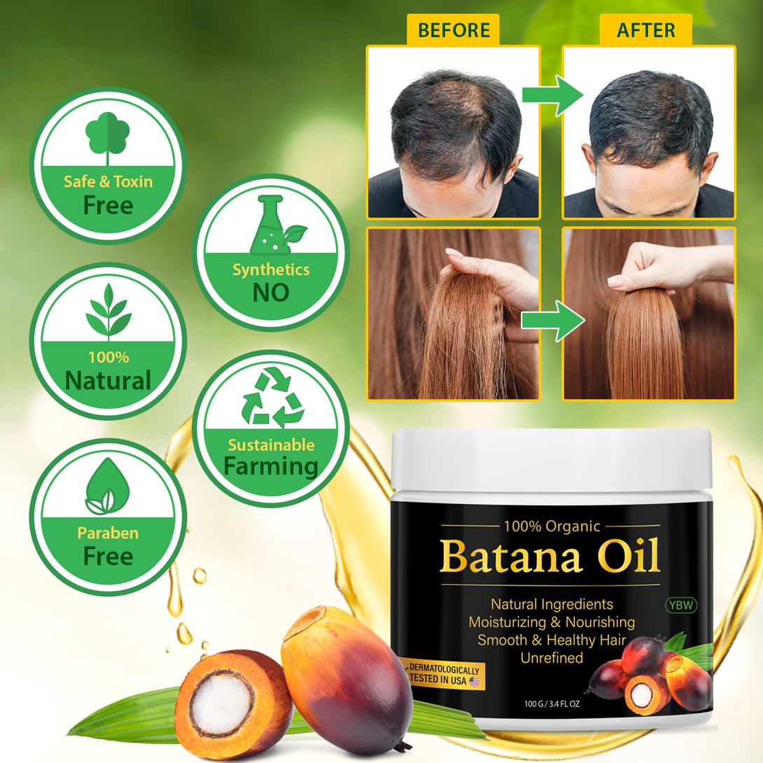 100% Natural Batana Oil for Hair Growth, Dr. Sebi Hair Oil from Honduras, Prevent Hair Loss, Eliminates Split Ends for Men & Women