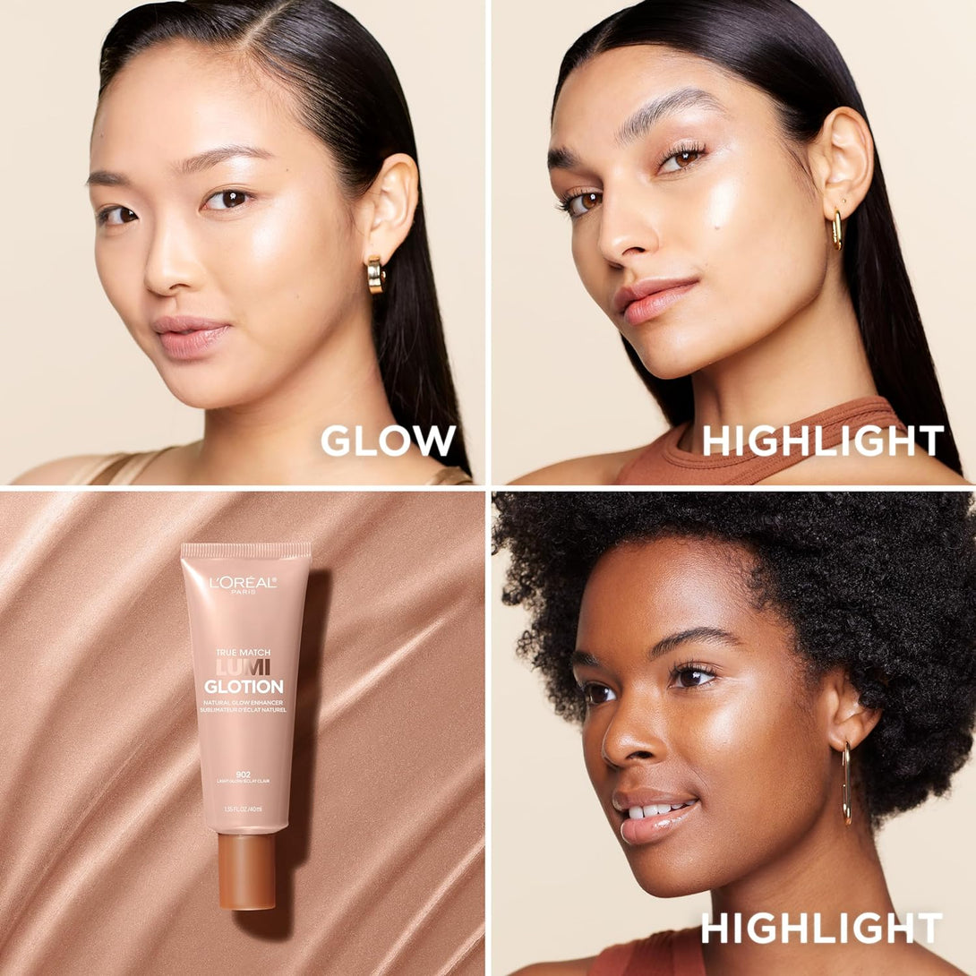 L'Oreal Paris Makeup True Match Lumi Glotion, Natural Glow Enhancer, Illuminator Highlighter, Bronzing Drops for a Sun-Kissed Glow, 902 Light