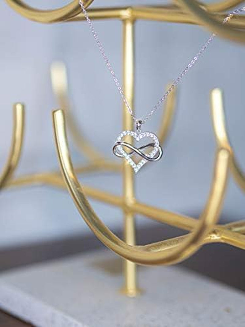 JES & JANI Infinity Heart Necklace for Women, Love Heart Pendant with Cubic Zirconia and Infinity Necklace, 925 Sterling Silver Heart Necklace for Girlfriend