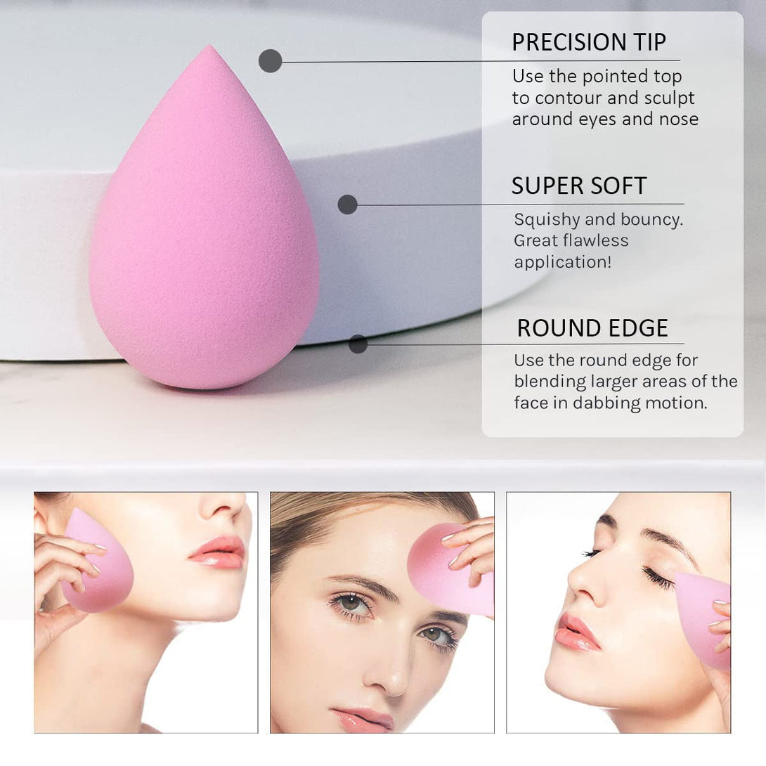 6 Pcs Makeup Blender Sponges Set - Soft Beauty Sponge Blending Blender for Foundation, Cream and Powder (Light-Pink)