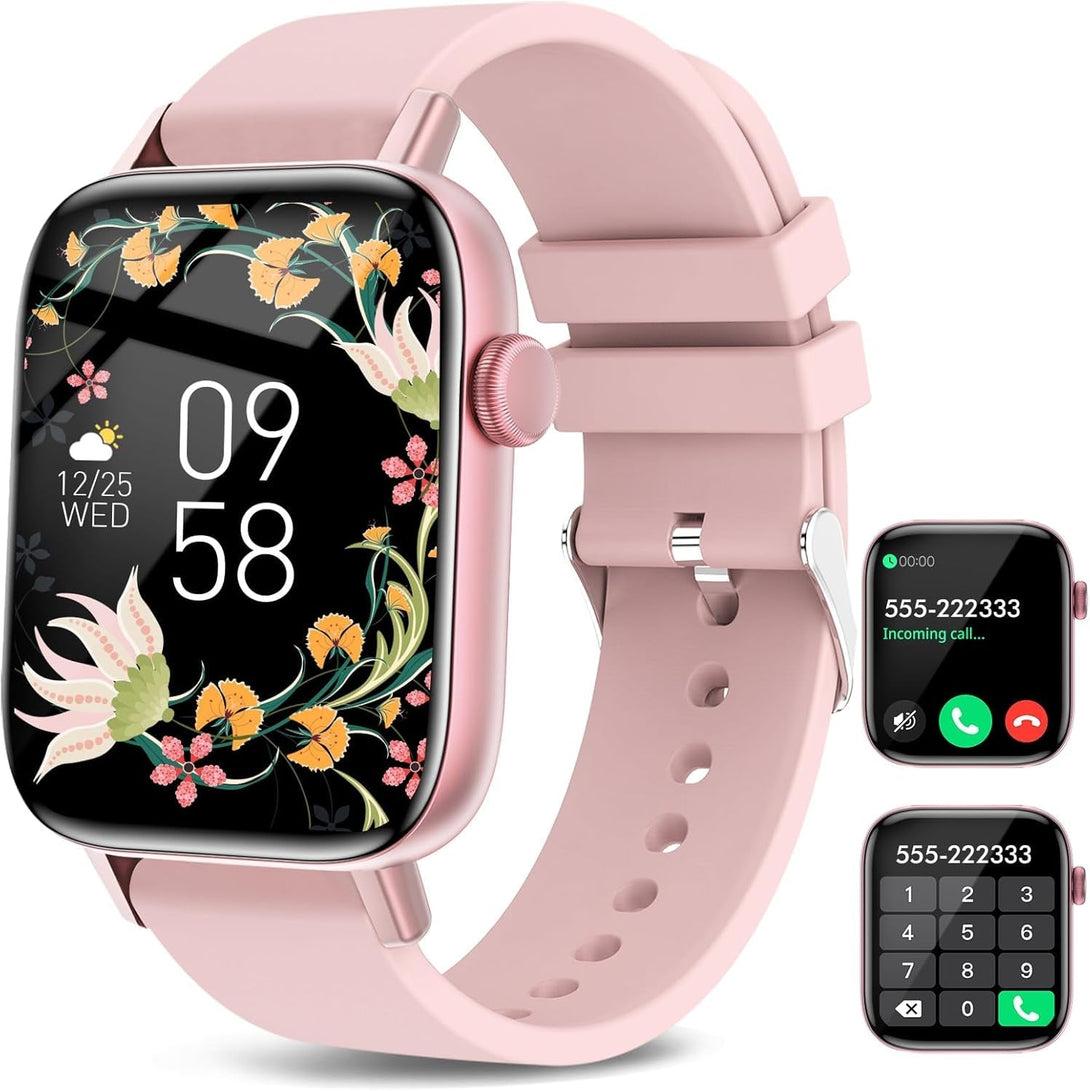 Smart Watch for Android Iphone-Call Receive/Dial/Read Message/Ai Control-1.9" HD Screen-Ip67 Waterproof Fitness Smartwatch-Blood Pressure/Heart Rate/Spo2/Sleep Monitor (Light Pink)