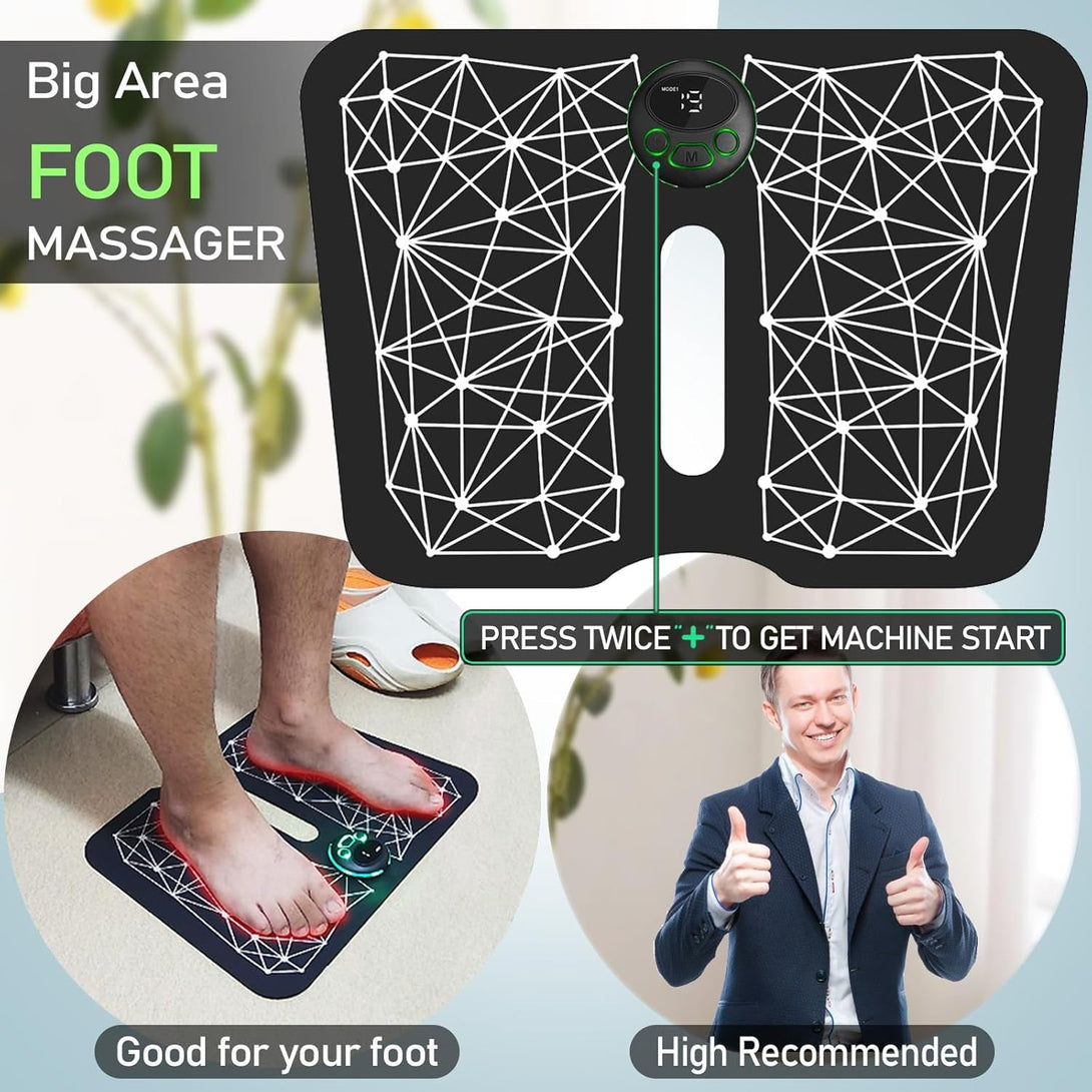 EMS Foot Massager Mat Back Massager for Neuropathy Pain Relief FSA HSA Eligible Electric Legs Feet Stimulator Machine Acupressure Pad with Remote Control