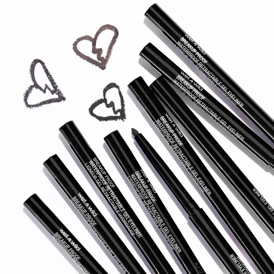 Wet N Wild Mega Last Breakup Proof Retractable Eyeliner - Ultra-Fine Brush, Waterproof,16-Hour Long-Lasting Wear - Cruelty-Free & Vegan - Black