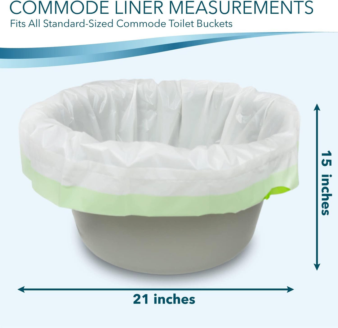 Bedside Commode Liners for Portable Toilet Chair Bucket and Bedpan | Value Pack of 48 Disposable Waste Bags for Adults in Medical Care | Universal Fit Portable Toilet Liners