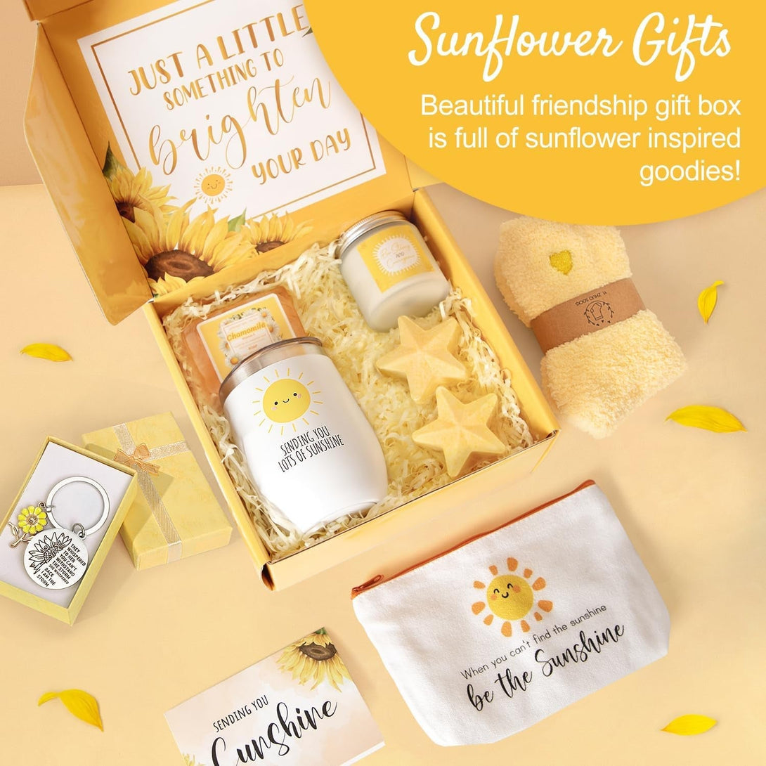 Get Well Soon Gift Baskets for Women, 9Pcs Care Package for Women, after Surgery Recovery Gifts, Feel Better Set Thinking of You - Sending You Hug Sunshine Box for Sick Friend