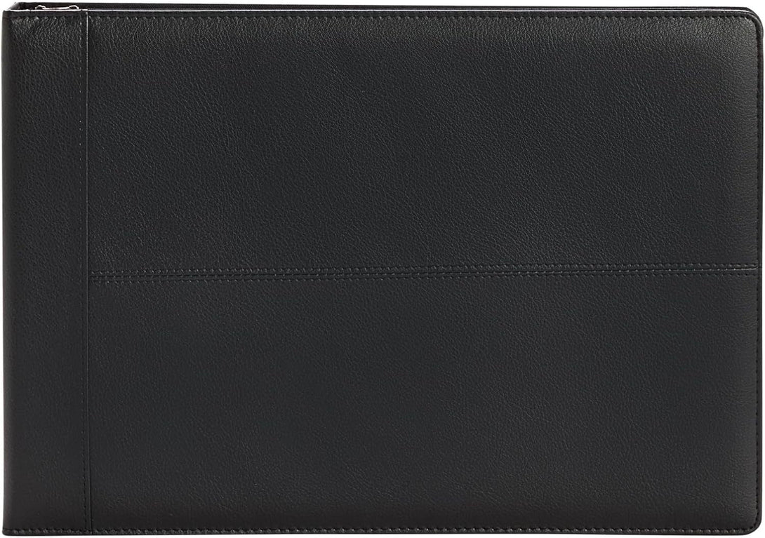 7-Ring Business Check Binder for Checkbooks Organization, Financial Records, Personal and Corporate Use, Black Faux Leather Folder for 600 Checks (14 X 10 Inches)
