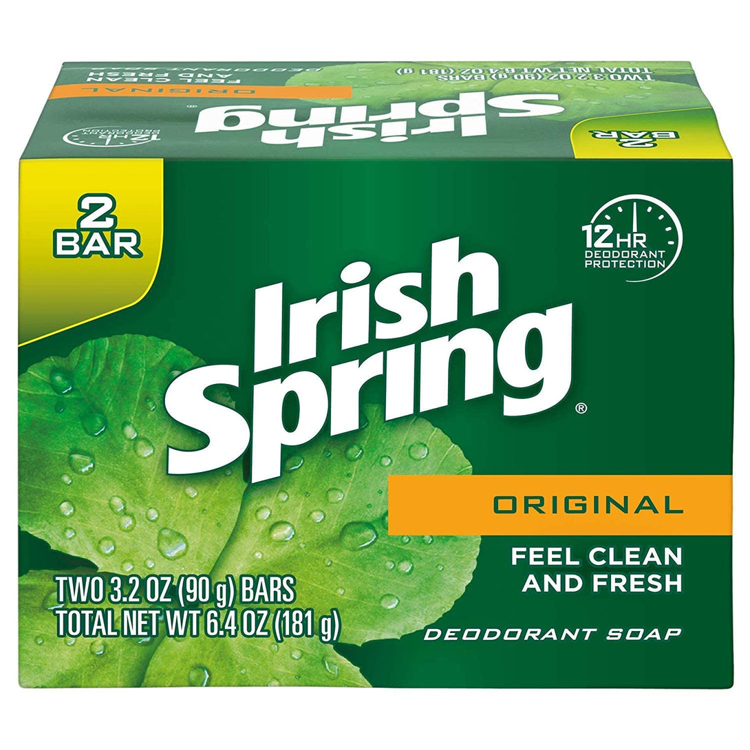 Irish Spring Original Deodorant Bar Soap, 3.20 Oz Bars, 2 Ea