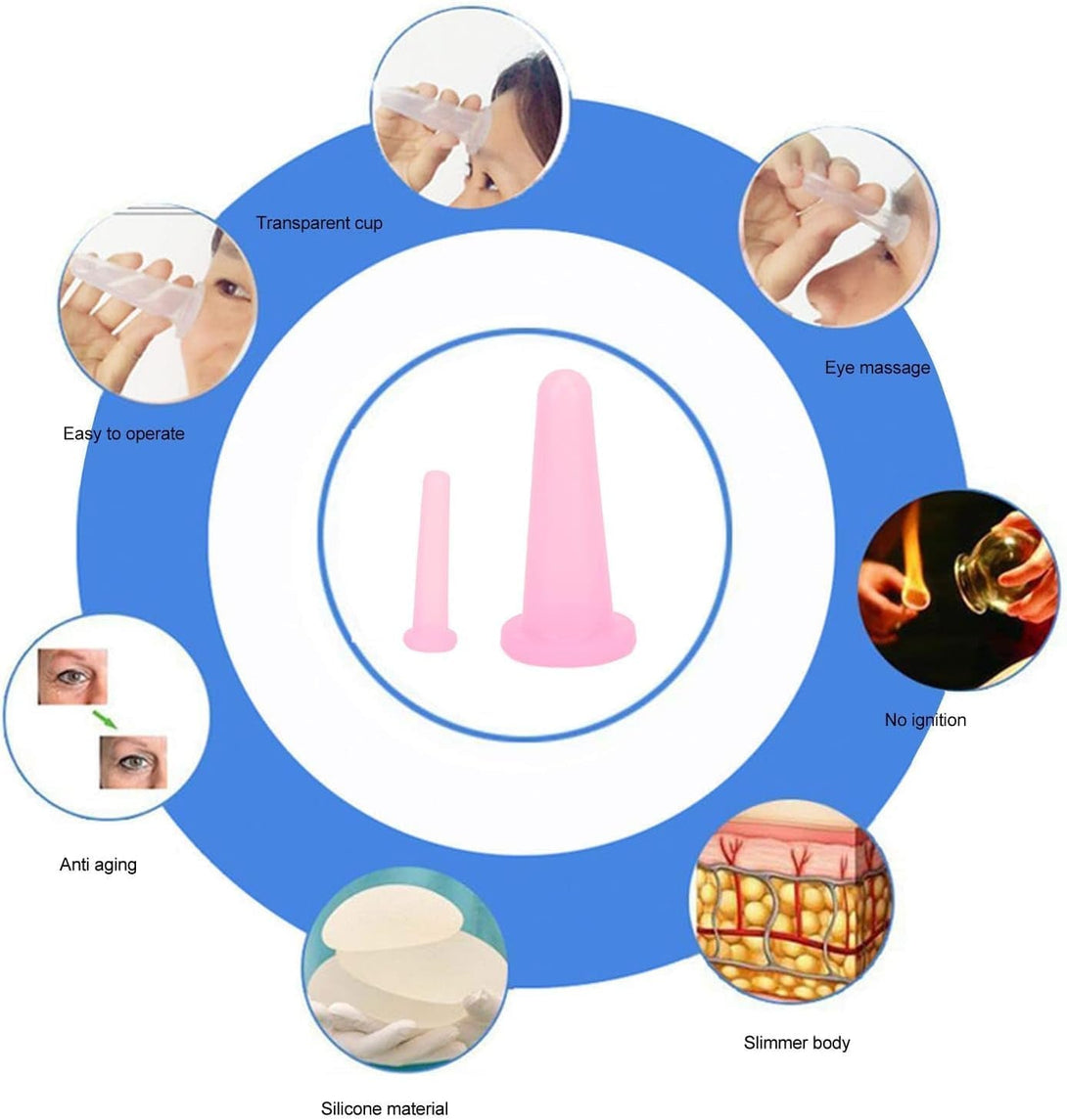 2Pcs Pink Cupping Set,Mini Silicone Face Cupping Set Vacuum Suction Massage Cups anti Cup Facial Cupping Set for Adults,Body and Face,Anti Wrinkle,Promotes Sleep Health Care Health and Household