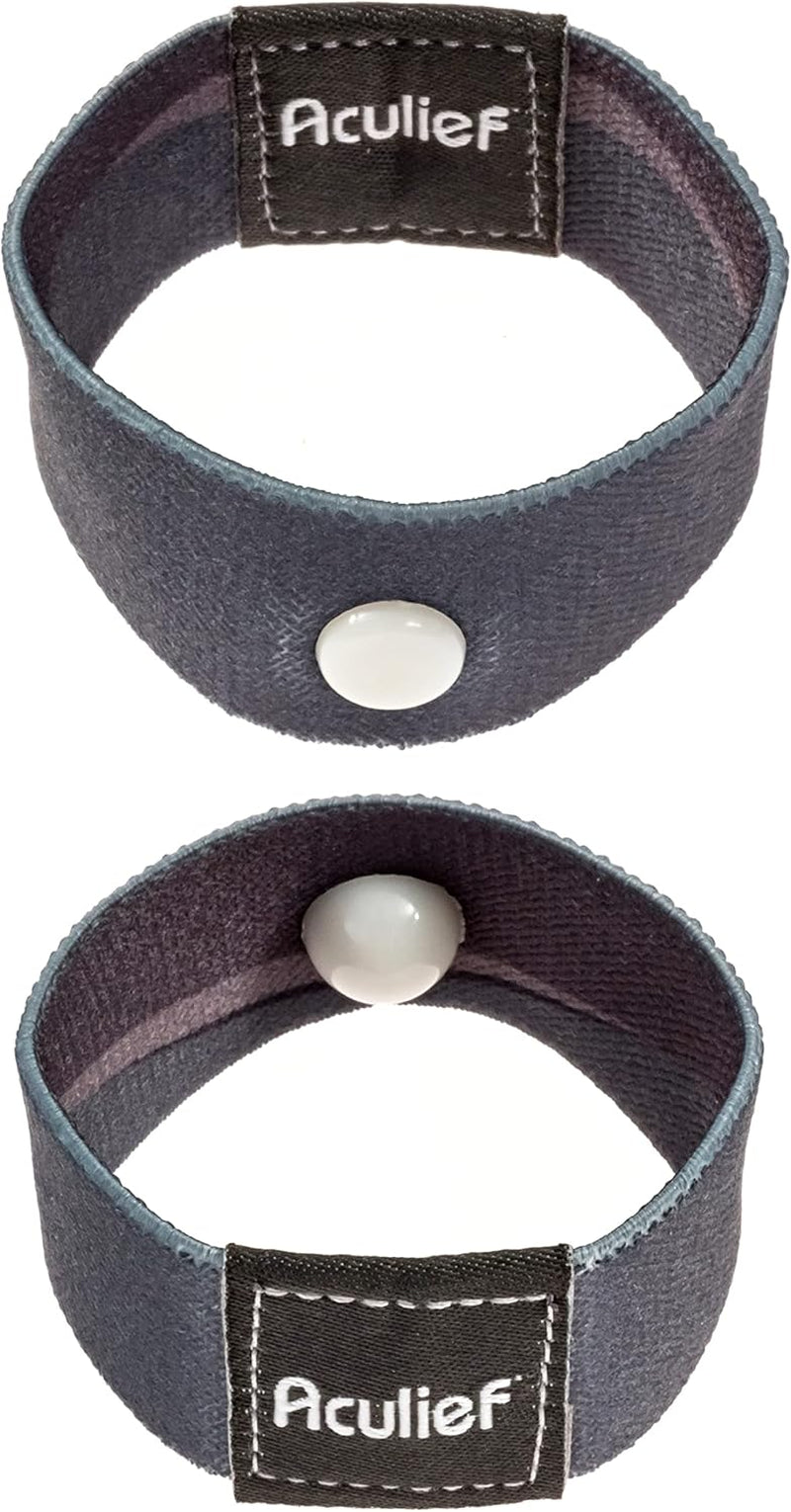 Aculief Acupressure Nausea Bracelet, Pressure Point Wristband for Motion Sickness Comfort and Chemotherapy, anti Nausea Wristband, Slim Reusable Morning Sickness Bands, Dark Gray