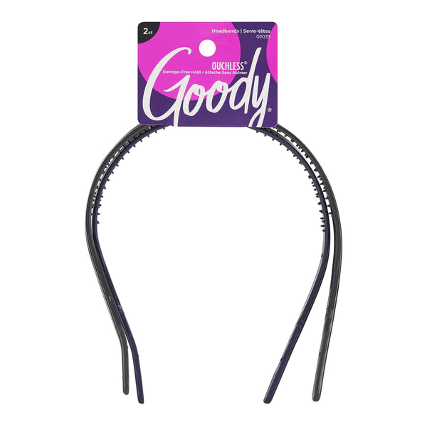 Goody Ouchless Flex Thin Pressure-Free Headband , Assorted Colors - Soft and Strong for a Comfortable Fit - for All Hair Types - Pain-Free Hair Accessories for Women and Girls 2 Count (Pack of 1)