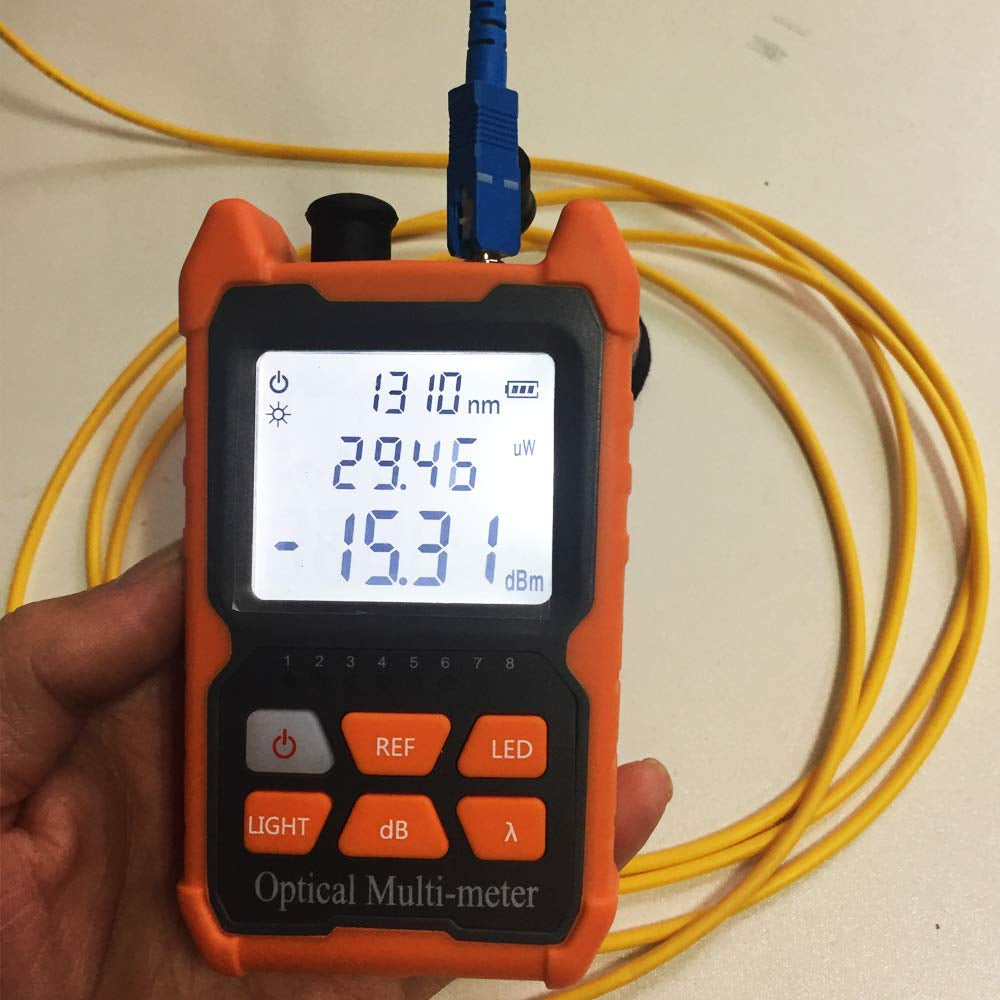 Fiber Optic Cable Tester Portable Optical Fiber Power Meter FC/SC/ST Universal Interface Fiber Tester Built-In 2Mw Visual Fault Locator (OPM-VFL-1)