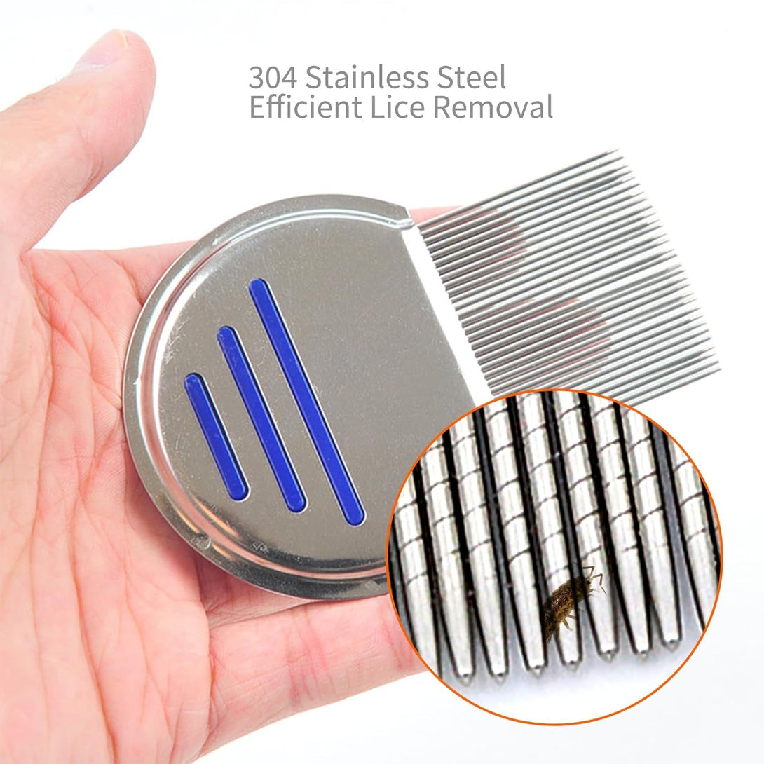 9 Pcs Lice Combs, Flea Combs, Hair Comb Double Sided Fine Tooth Combs, Removal Dandruff Comb with Metal Teeth, Stainless Steel Louse and Nit Comb for Head Lice Treatment