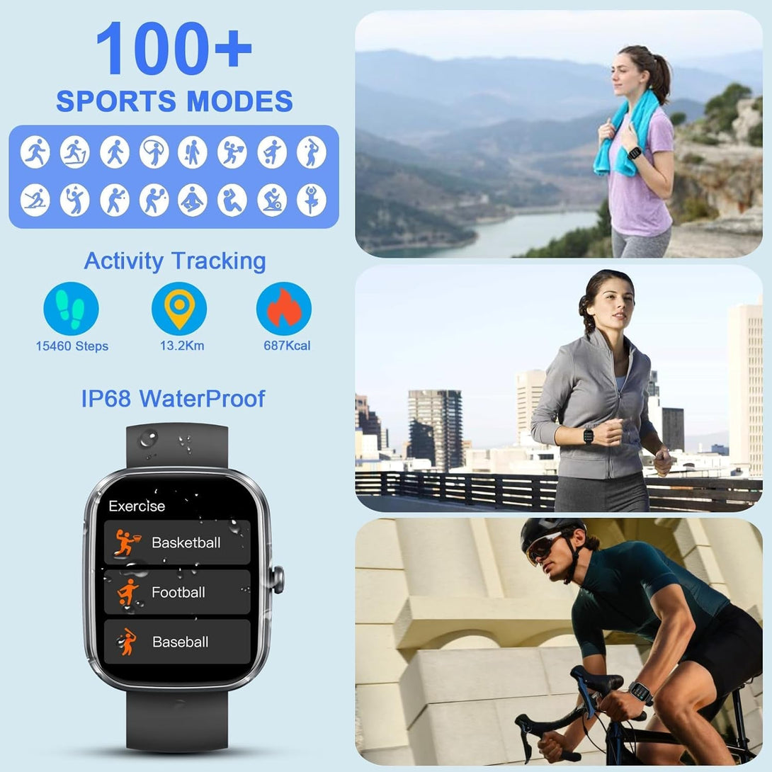 Smart Watch, 1.91" Smartwatch for Men Women (Answer/Make Call), Fitness Tracker with 120+ Sport Modes, IP68 Waterproof, Heart Rate/Spo2/Sleep Monitor, Pedometer, Activity Tracker for Android Ios