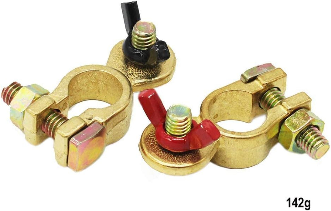 X-Haibei Battery Terminal Connectors Pair of Wing Nut Marine Brass Battery Terminal Clamps Pos Neg Stud Size M8 Black Red Ends for Boat RV Car