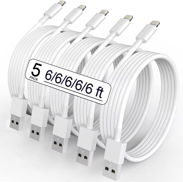 5 Pack(6Ft)Original[Apple Mfi Certified] Iphone Charger,Lightning Cable Fast Charging Cord Iphone Charging Cable Compatible Iphone 14 Pro Max13/12/11 Pro Max/Mini/Xs Max/Xr/Xs/X/8/7/Plus Ipad Airpods