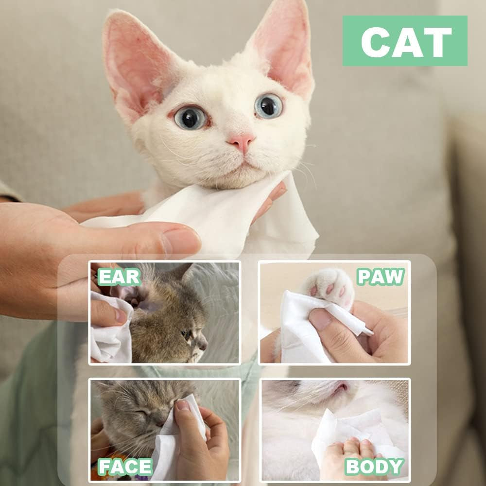 Air Jungles 3In1 Pet Wipes for Dogs and Cats 100 Count, Extra Large 8" X 10", Hypoallergenic Cleaning, Grooming, Deodorizing Wipes for Pets Paws Body Face Ear Butt