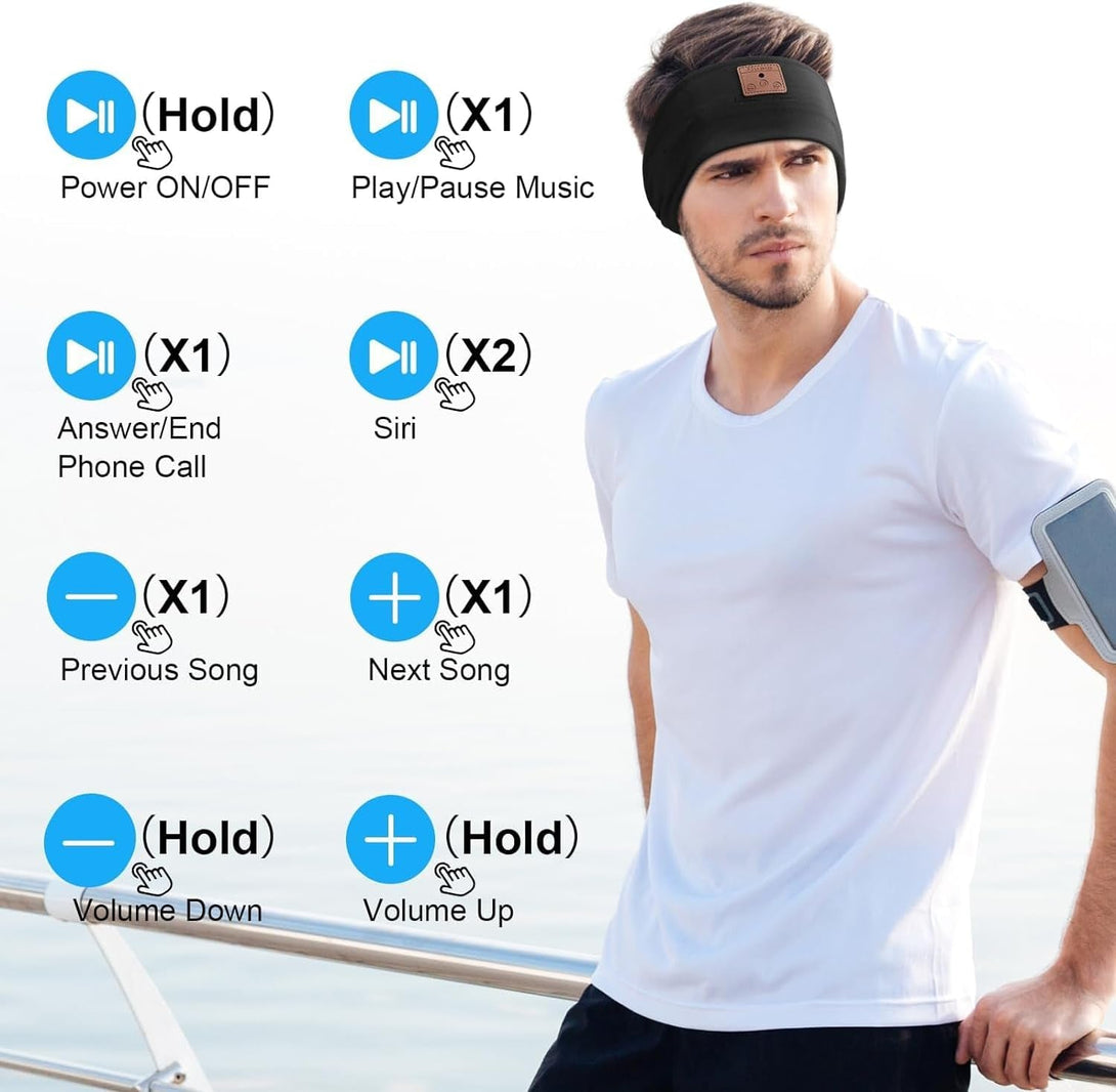 2-Pack Sleeping Headphones Bluetooth 5.4 Headband, Headband Headphones with Ultra-Thin Speakers, Headphones Headband for Side Sleepers, Running, Insomniac, Travel, Meditation（Black&Grey）