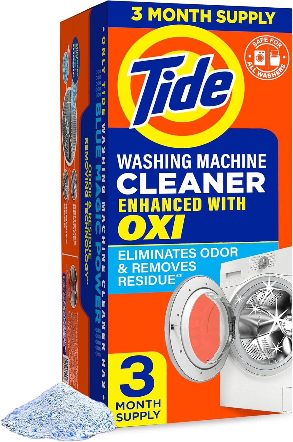 Washing Machine Cleaner by Tide, Washer Machine Cleaner with Oxi for Front and Top Loader Washer Machines, Deep Cleaning Odor Eliminator, 3 Month Supply