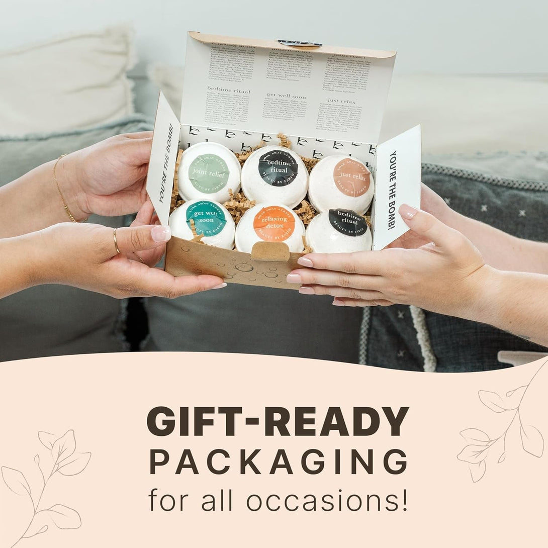 Bath Bombs Gift Set, USA Made with Organic & Natural Ingredients, Relaxing Spa Gifts for Women & Men