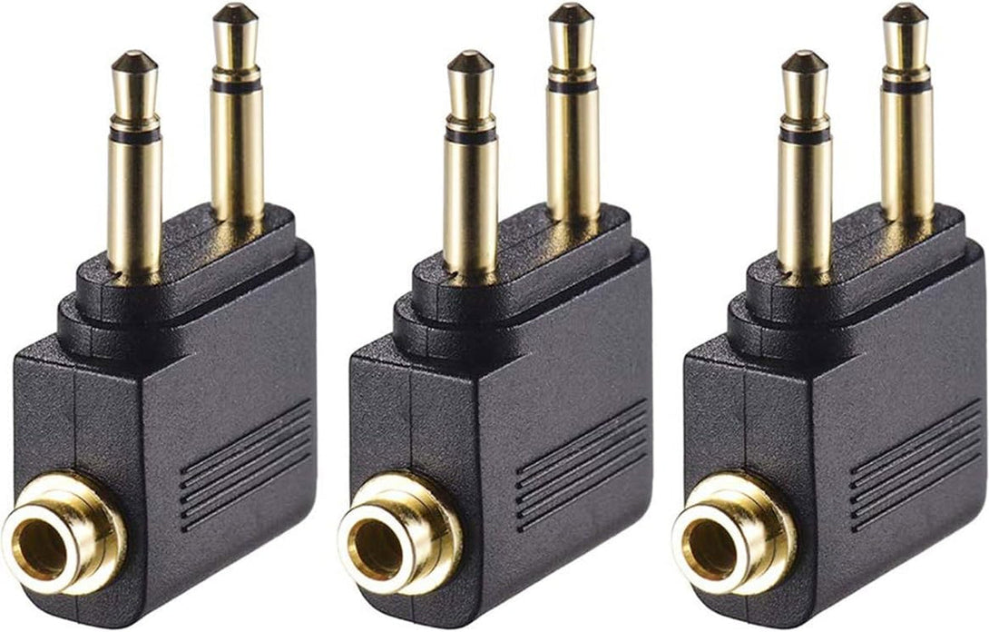 3 Pack Airplane Airline Headphones Adapter Gold Plated for Headsets,3.5Mm Dual Male to 3.5Mm Female Jack Connectors Converters