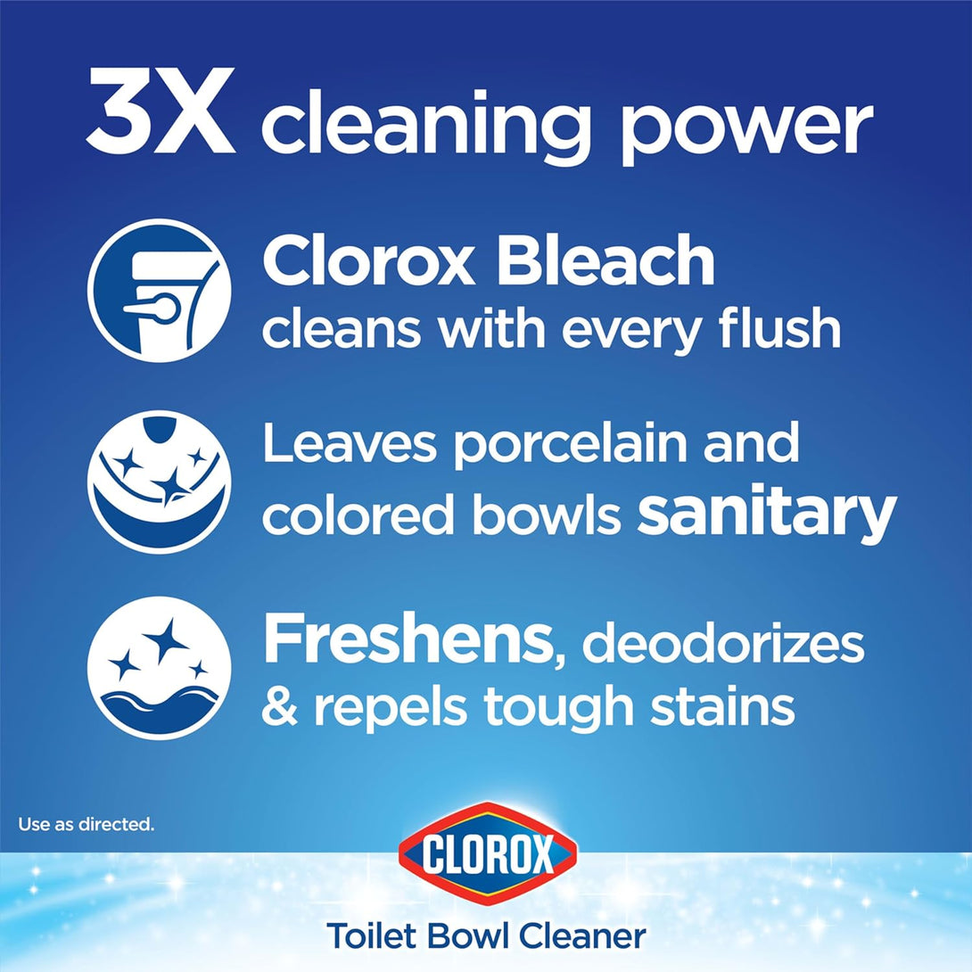 Clorox Ultra Clean Toilet Tablets Bleach & Blue, Rain Clean, 4 Ct (Package May Vary)